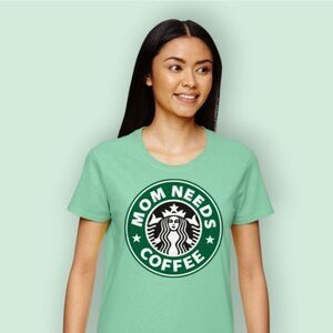 Mom Needs Coffee White Lettering Tee